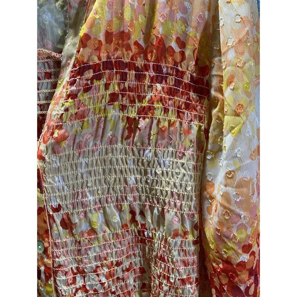 Hope‎ Springs Women's XL Sheer Multi-Color Sunset Boho Top Beach Blouse - Picture 2 of 7